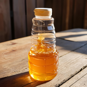 Honey in plastic bottle