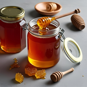 Honey in air tight glass jar